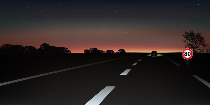 conduite - nocturne - nuit - limitation de vitesse - accident de la route - conduire - 80 km/h