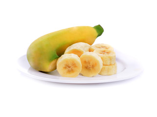 bananas in a plate isolated on a white background