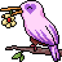 Fototapeta premium vector pixel art bird romantic