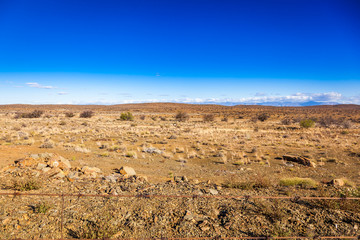 The dry desert landscape of the Karoo, Western Cape, South Africa.