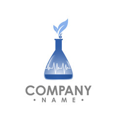 lab logo design, leaf symbol in natural research laboratory bottle