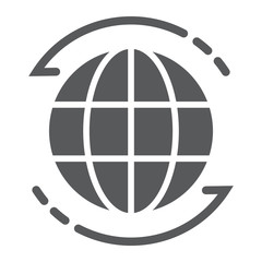 Worldwide glyph icon, globe and world, planet sign, vector graphics, a solid pattern on a white background, eps 10.