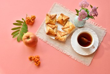 tea with baked envelopes
