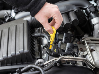 Fototapeta premium check oil in modern car motor 