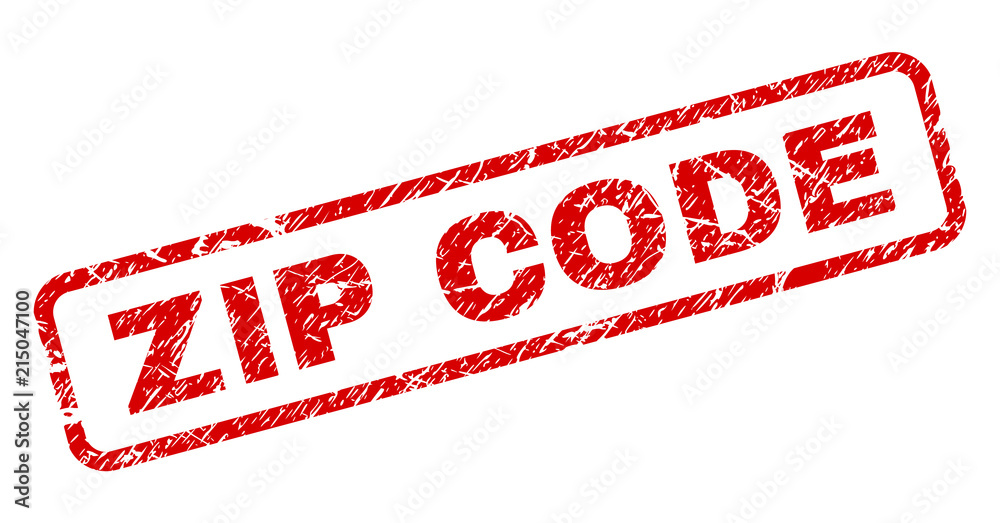 Wall mural zip code stamp seal print with grunge style. red vector rubber print of zip code tag with corroded t