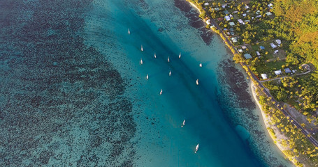 sailboat in aerial view , French Polynesia