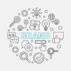 Brand round vector illustration in thin line style