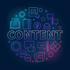Content round outline vector colorful modern illustration