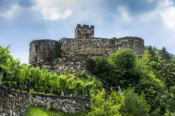 Fototapeta premium Ruins of Hinterhaus castle. Spitz, Wachau valley. Austria.