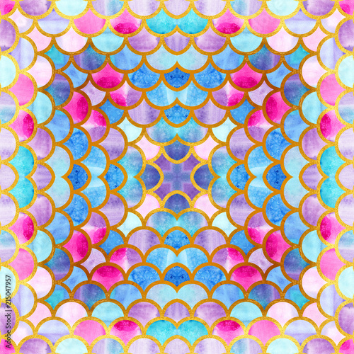 mermaid scales watercolor fish scales bright summer pattern with