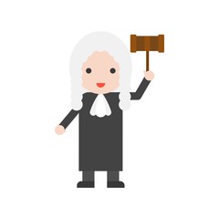 Judge and judge hammer, Set Profession character of people in uniform, flat design
