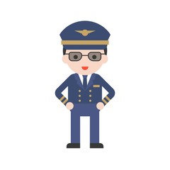 Pilot in uniform, Set Profession character of people in uniform, flat design