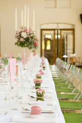 The wedding decor. The white flowers bouquet.