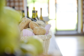 Fruit basket on a table at an event