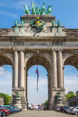 Fototapeta na wymiar View at the Triumphal Arch (Cinquantenaire) in Brussels - Belgium