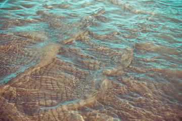 Fototapeta na wymiar Abstract background of transparent water and sand, background image