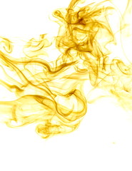 Yellow smoke on white background