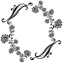 フレーム　枠　花　モノクロ　クラシック