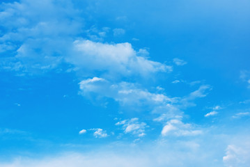 Blue sky with fluffy clouds, background image