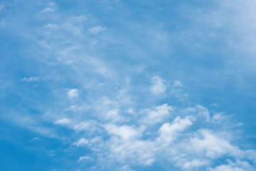 Blue sky with fluffy clouds, background image
