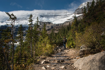 Hiking at Plain of Six Glaciers in Banff National Park, Canadian Rockies