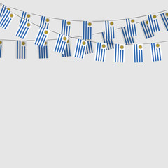 Uruguayan Garland Flag on Gray Background.