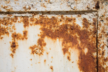 Texture of rust on a white wall. Abstract background for design.