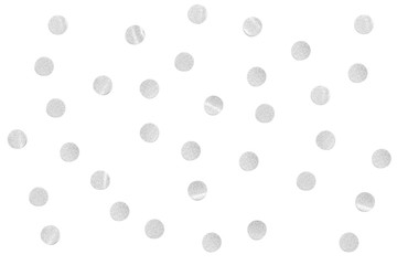 Silver glitter confetti paper cut on white background - isolated