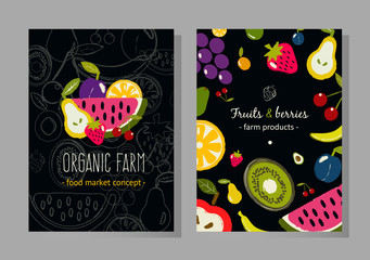 Fototapeta premium Fresh fruits banner.