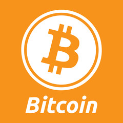 Bitcoin symbol in flat design.