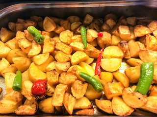 Potato slices baked with spices