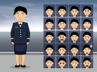 Naklejka premium Coast Guard Service Dress Blue Cartoon Emotion faces Vector Illustration