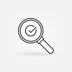 Check mark in magnifying glass vector outline icon