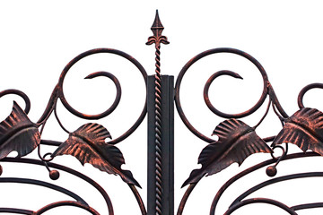 ornate wrought-iron elements of metal gate decoration