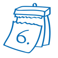 Handgezeichneter Kalender - Tag 06 in dunkelblau