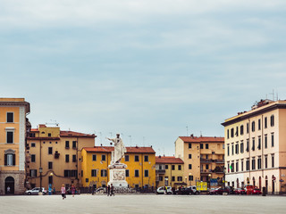 Naklejka na ściany i meble Historical square in the beautiful city of Livorno on a sunny, clear, summer day