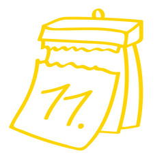 Handgezeichneter Kalender - Tag 11 in gelb