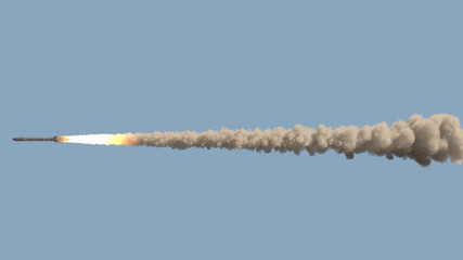 rocket on blue background