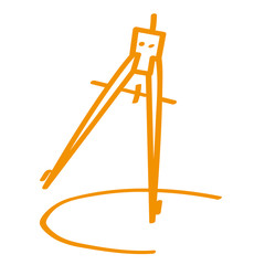 Handgezeichneter Zirkel in orange