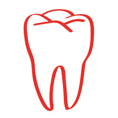 Handgezeichneter Zahn in rot