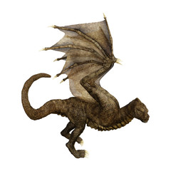 3D Rendering Fantasy Dragon on White