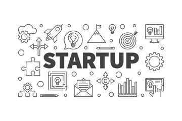 Startup horizontal vector minimal outline banner