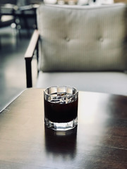 Cold Brew Coffee with ice served at Cafe Shop (without milk)