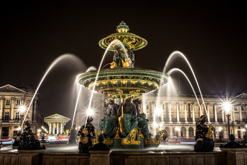Place Concorde at night with fountains rivers and seas