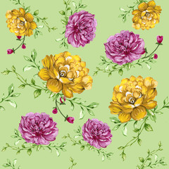 Colorful floral collection with leaves and flowers bouquet