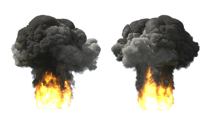 Explosions on white mushroom cloud