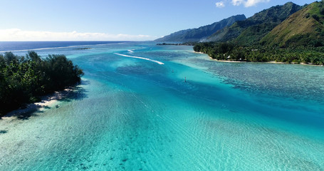 dream landscape in french polynesia, aerial view