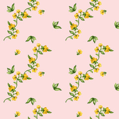 Watercolor seamless botanical leaves pattern
