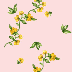 Watercolor seamless botanical leaves pattern