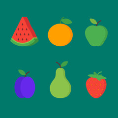 Fruits and berries set vector objects clipart
